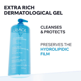 Uriage close-up of foamy gel texture illustrating soft cleansing benefit