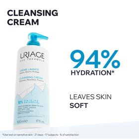 Uriage creamy foam close-up demonstrating gentle lather and softness