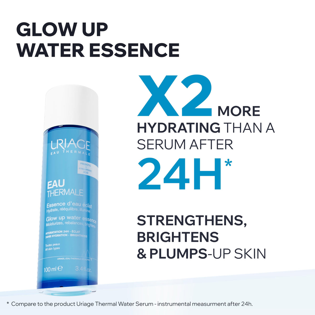 Uriage essence fine mist on skin illustrating quick absorption and hydration