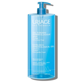 Uriage front packaging with pump showing gentle foaming cleanser benefit