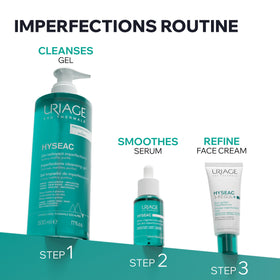 Uriage Hyseac staged in bathroom routine showing daily use benefit