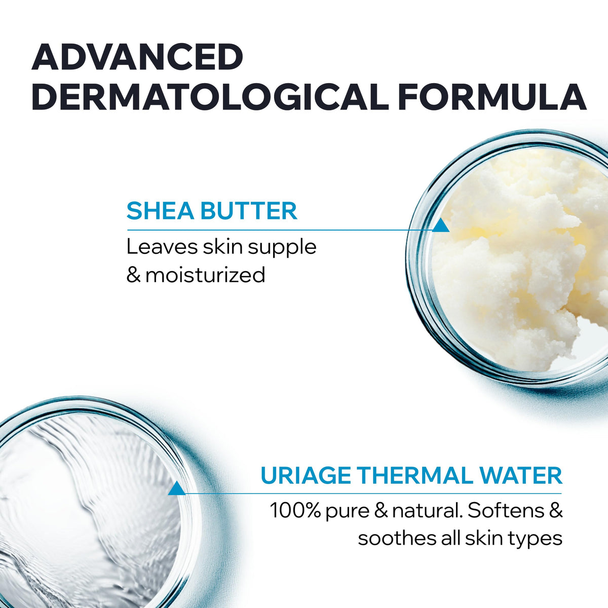 Uriage shea butter ingredient close-up conveying deep nourishment for dry skin