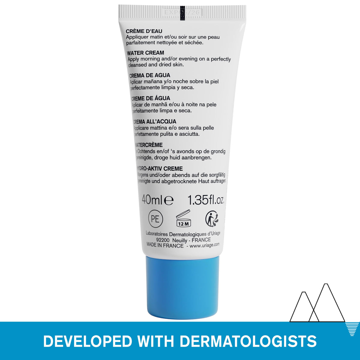 Uriage product on bathroom vanity in lifestyle setting for daily routine appeal