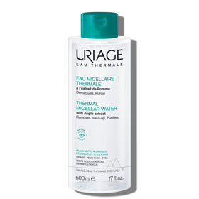 Uriage micellar water front bottle showing clean design and quick cleansing benefit
