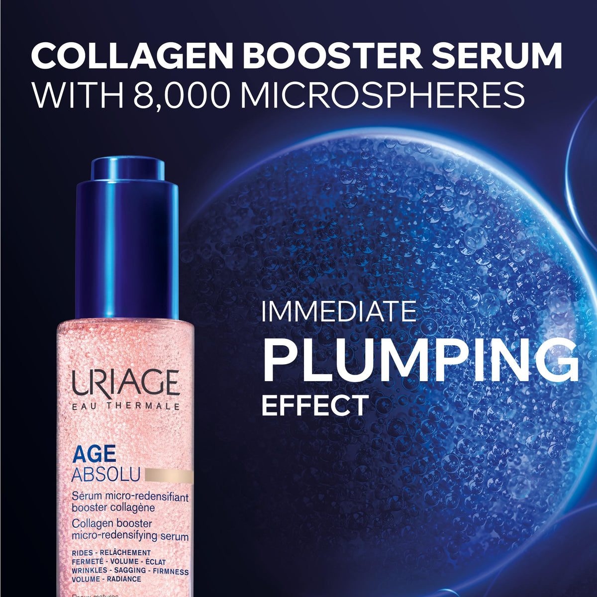 Uriage detail of microspheres demonstrating instant plumping visual