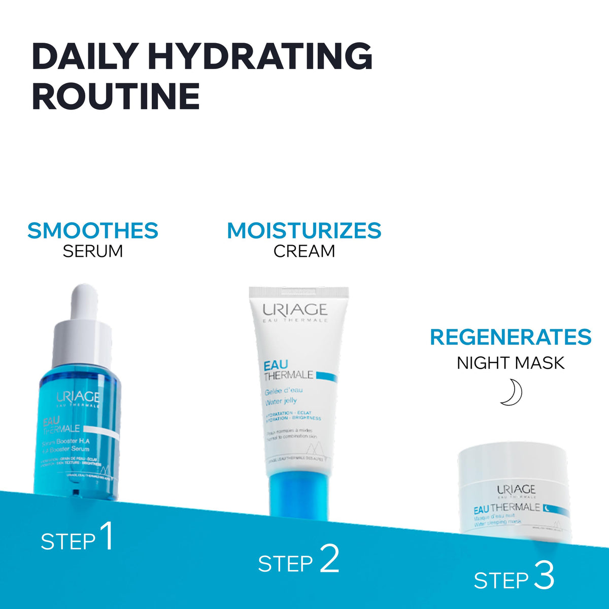 Uriage product on bedside table in nighttime setting promoting calming ritual benefit