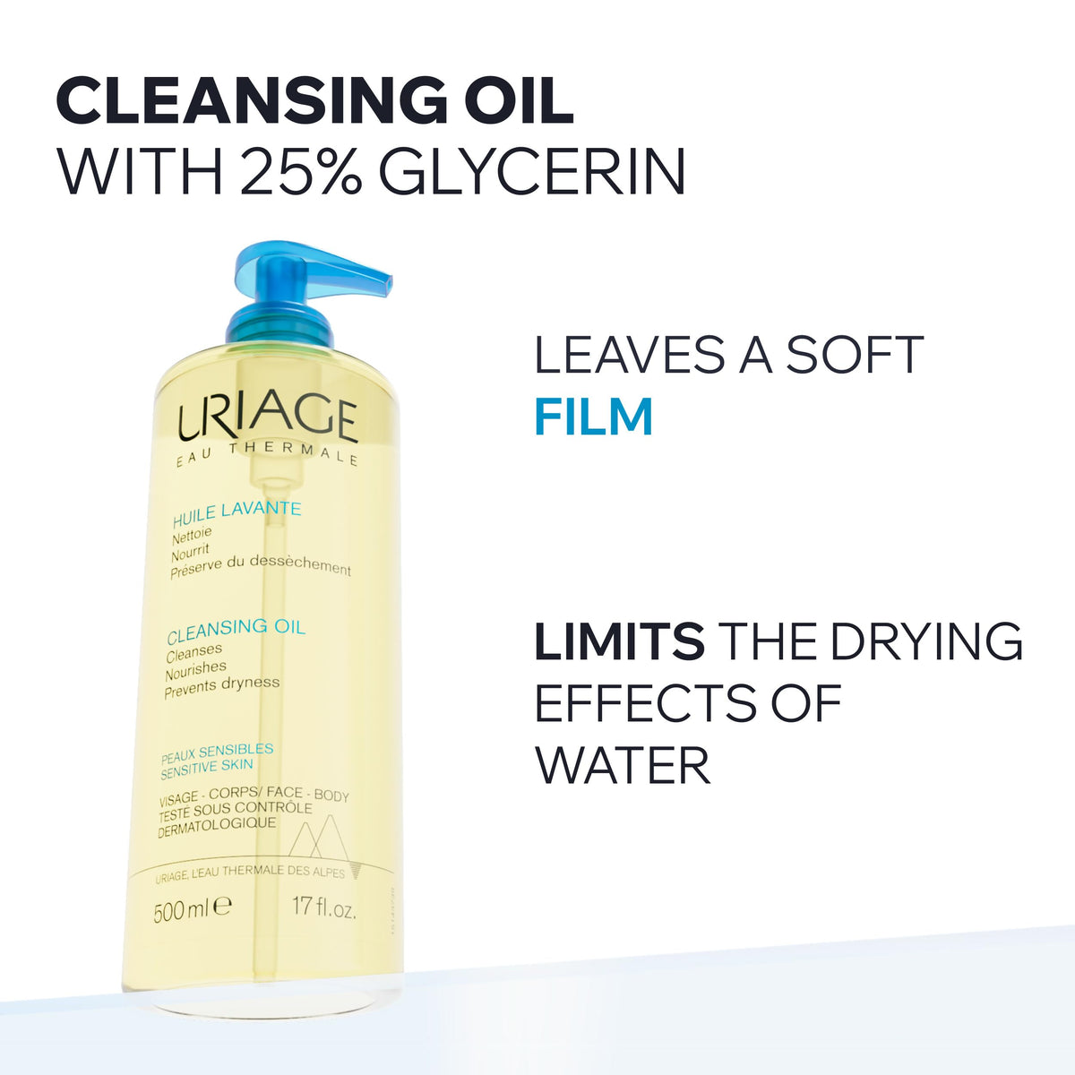 Uriage pump dispensing creamy foam texture for gentle cleansing