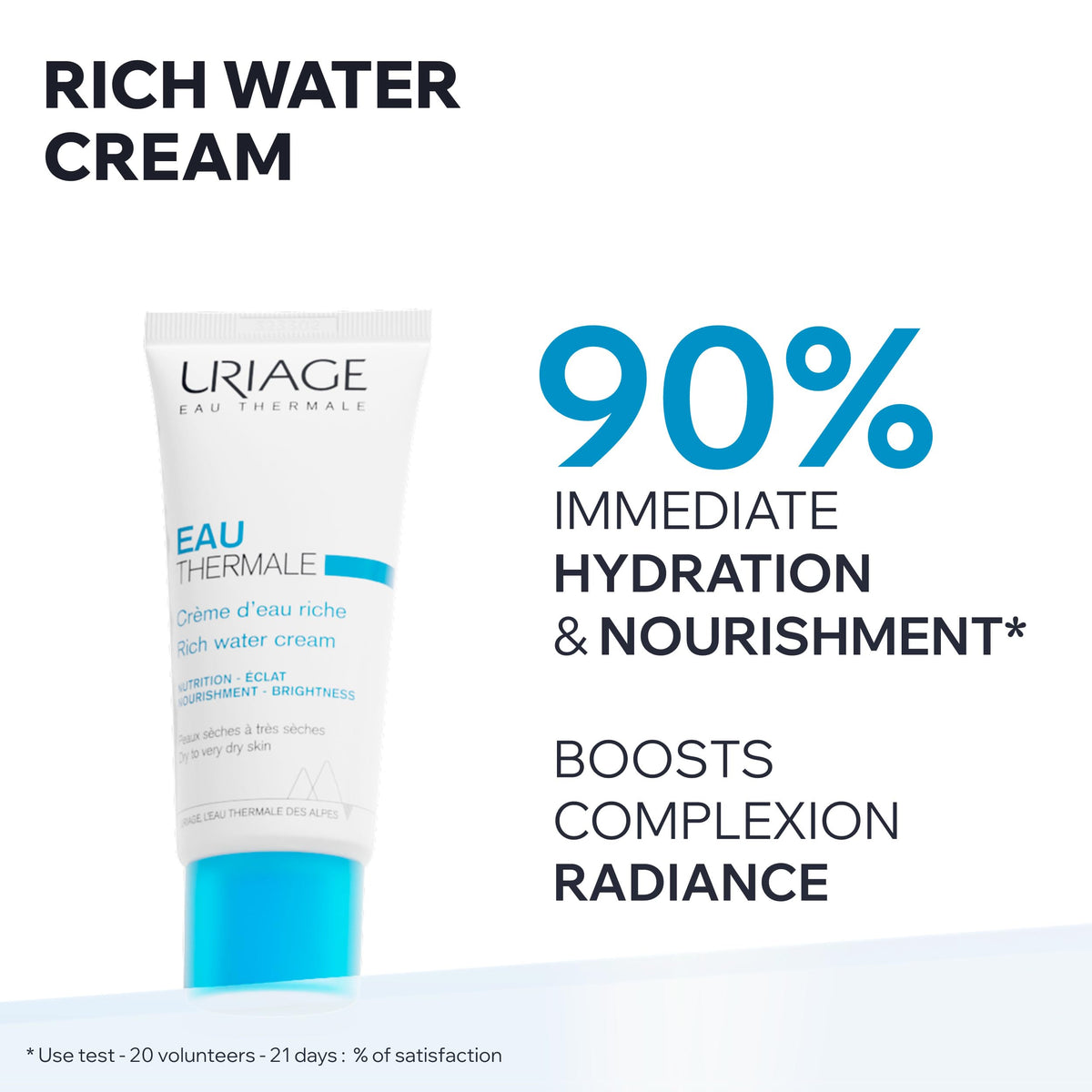 Uriage cream texture close-up displaying rich moisturising feel