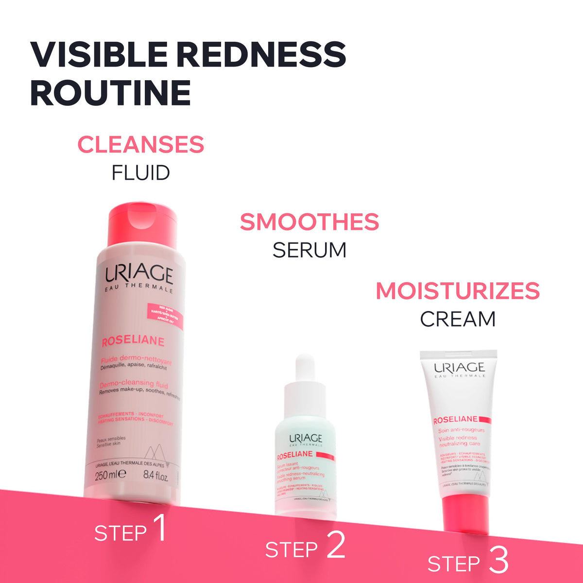 Uriage Roseliane removing eye makeup gently with minimal rubbing for sensitive eyes
