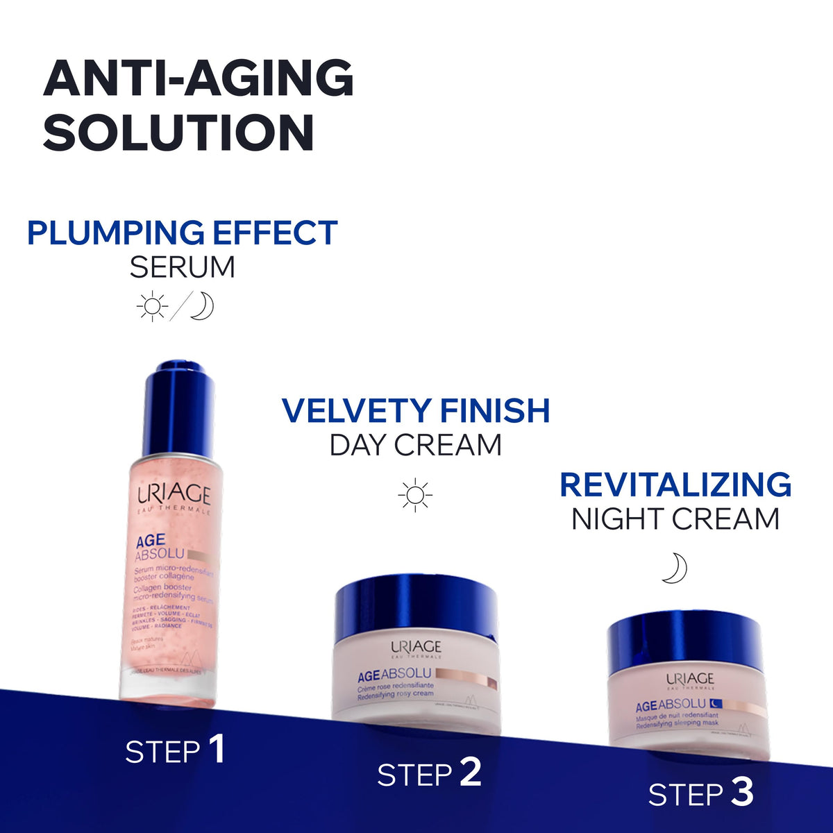 Uriage serum on neck and décolleté showing targeted smoothing benefit