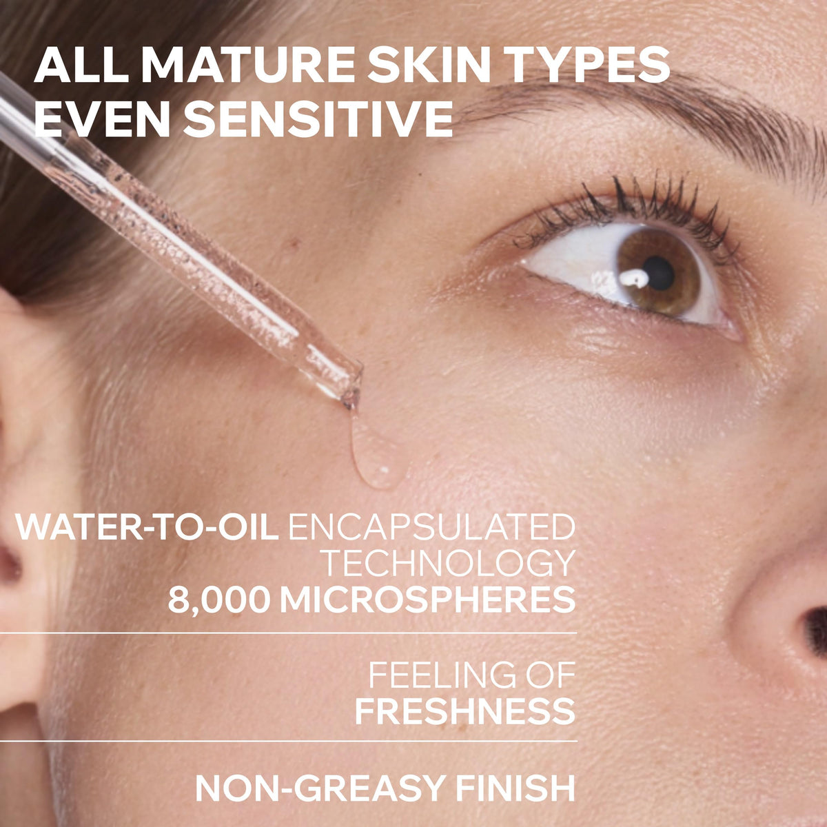 Uriage closeup of serum texture highlighting lightweight absorption benefit
