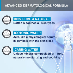 Uriage close-up droplet on skin showing mineral-rich hydration benefit