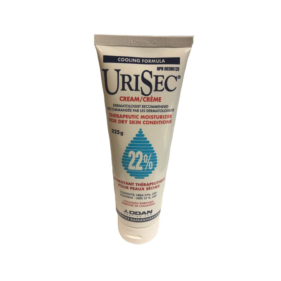 Urisec jar front view showing label and 22% urea, visibly communicates intensive hydration