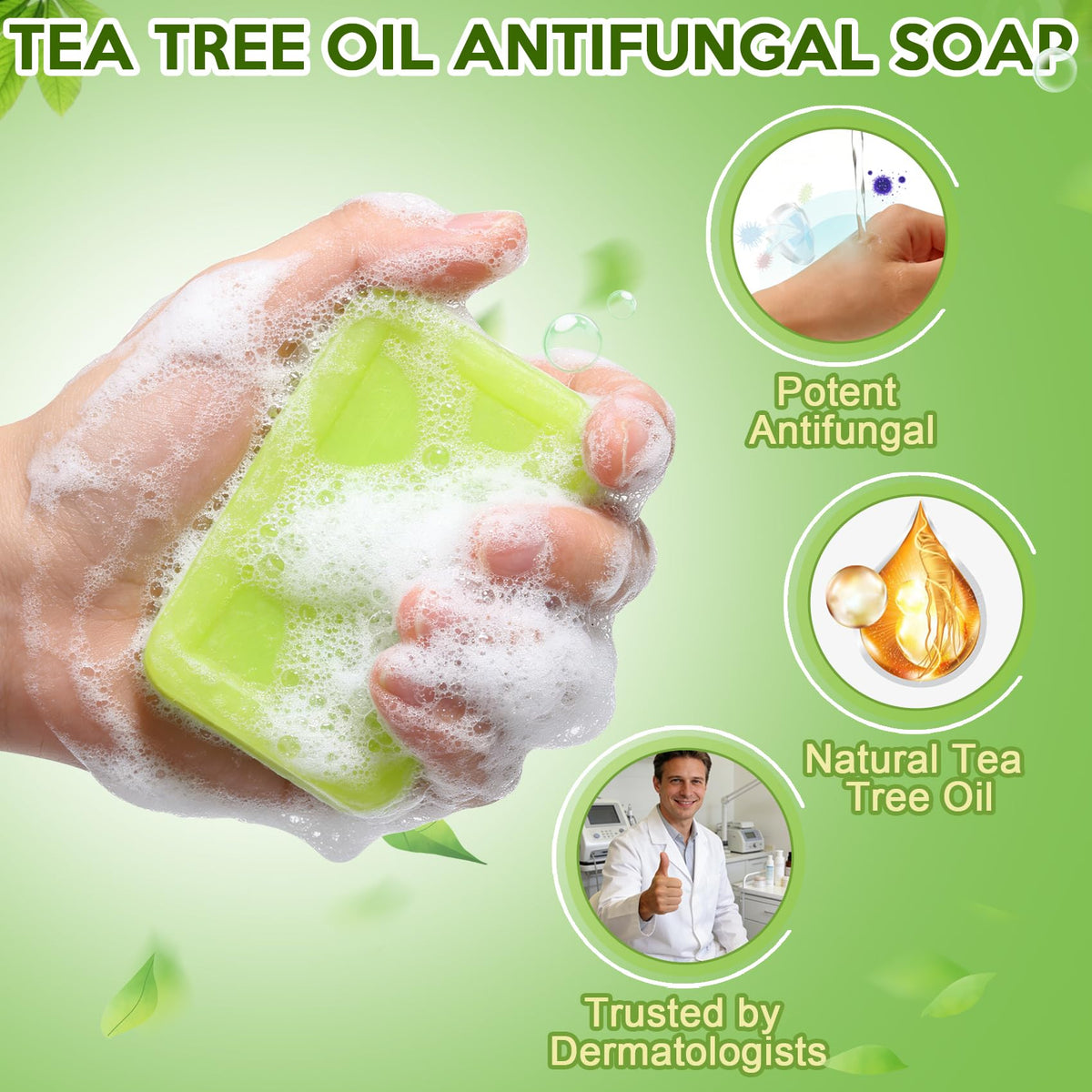 Urrznp soap bar close-up highlighting tea tree oil clarity and gentle cleanse
