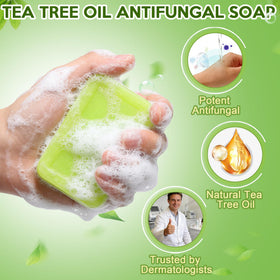 Urrznp soap bar close-up highlighting tea tree oil clarity and gentle cleanse