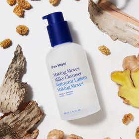 Ursa Major cleansing application on cheek demonstrating non-foaming, gentle cleanse