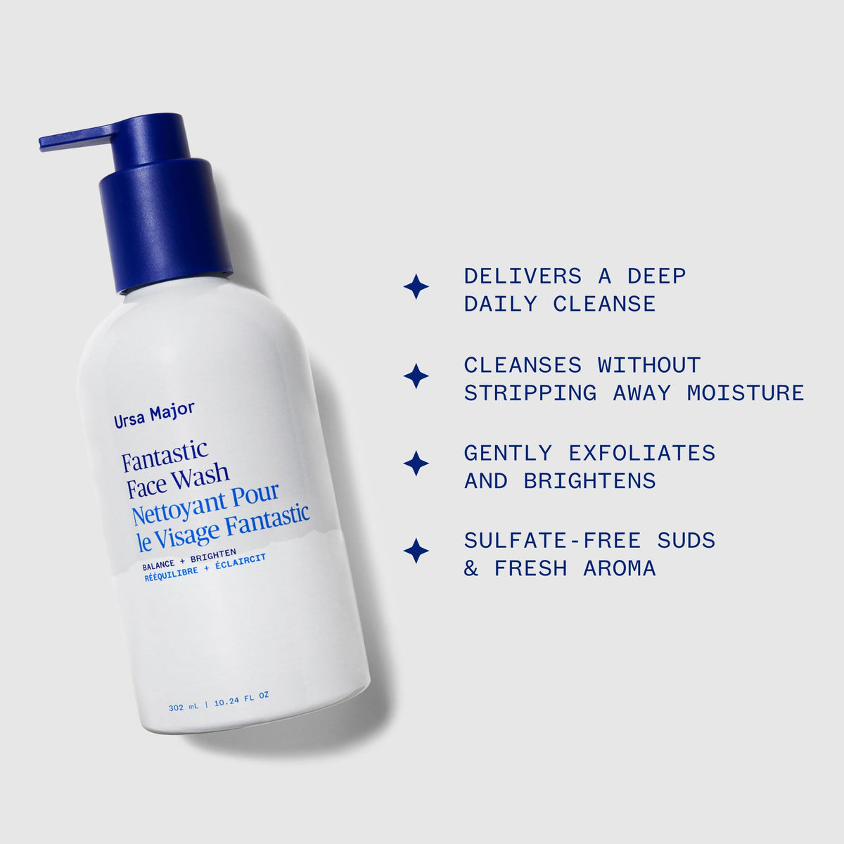 Ursa Major close-up gel-to-foam texture showing gentle exfoliating action