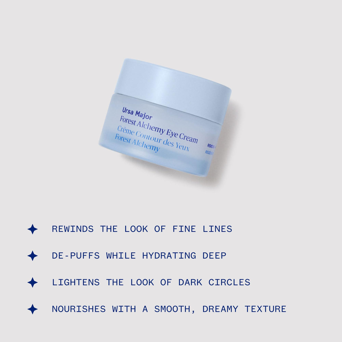 Ursa Major application closeup gently tapping under-eye to reduce puffiness