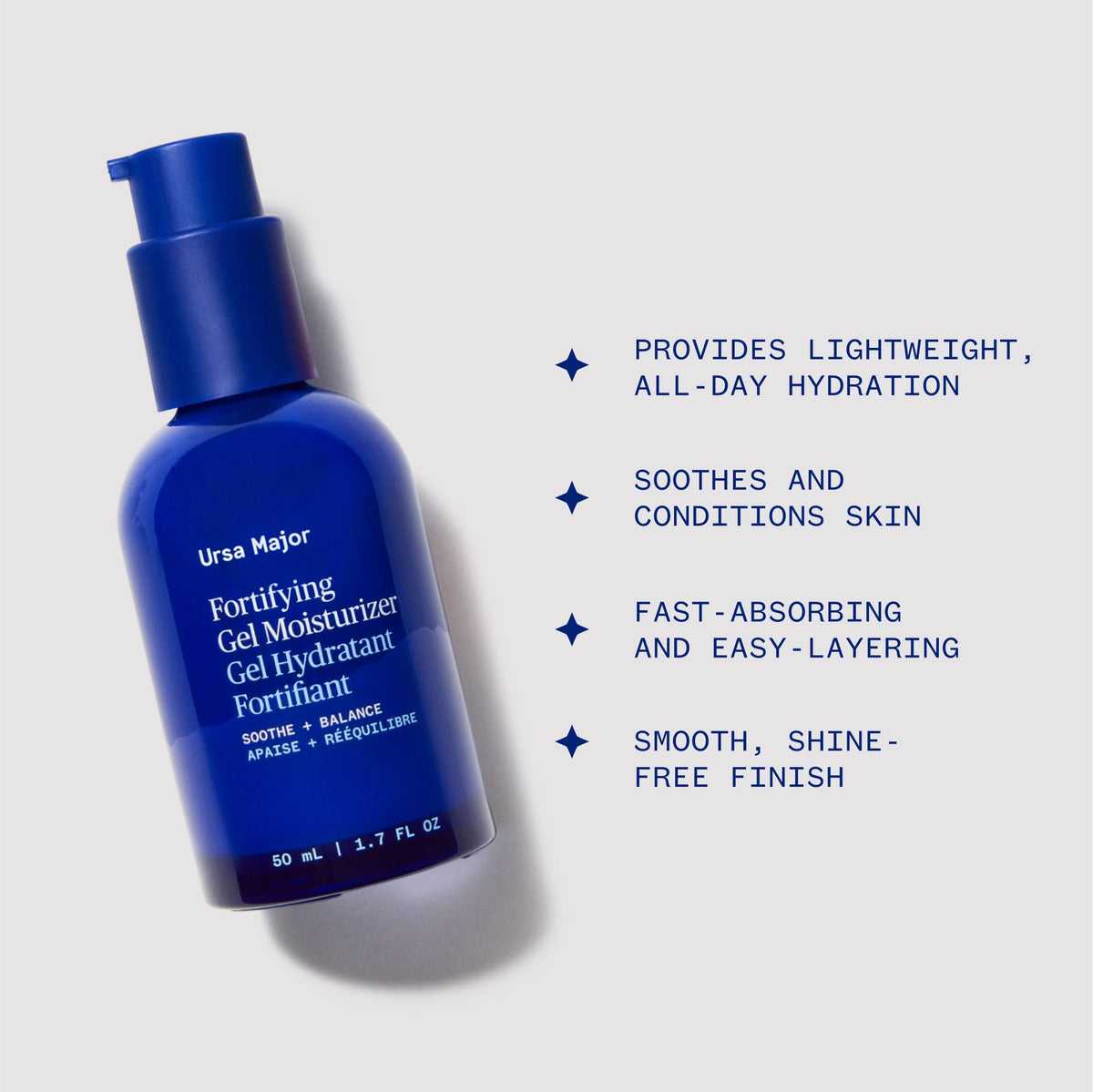 Ursa Major open jar top view revealing serum-like gel consistency