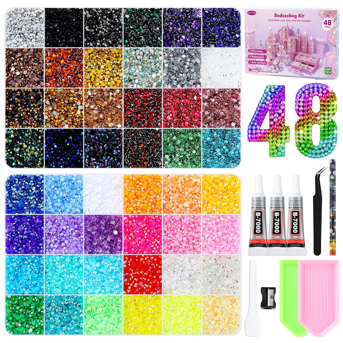 Urstand front packaging showing 48 colors and included tools for instant crafting