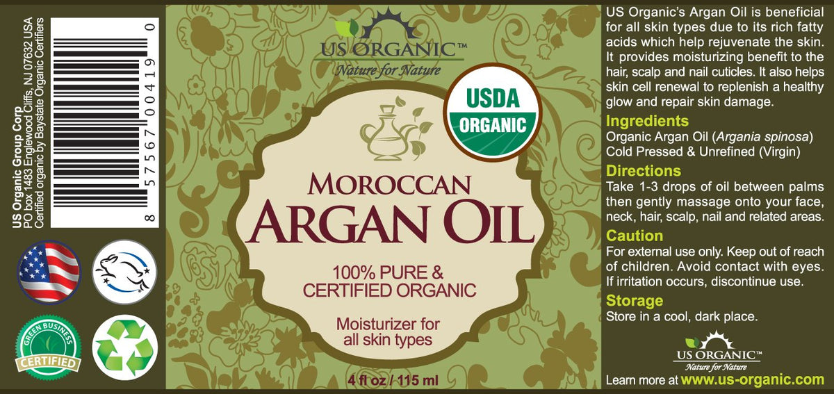 US Organic oil pour close-up showing texture and sheen for absorption benefit