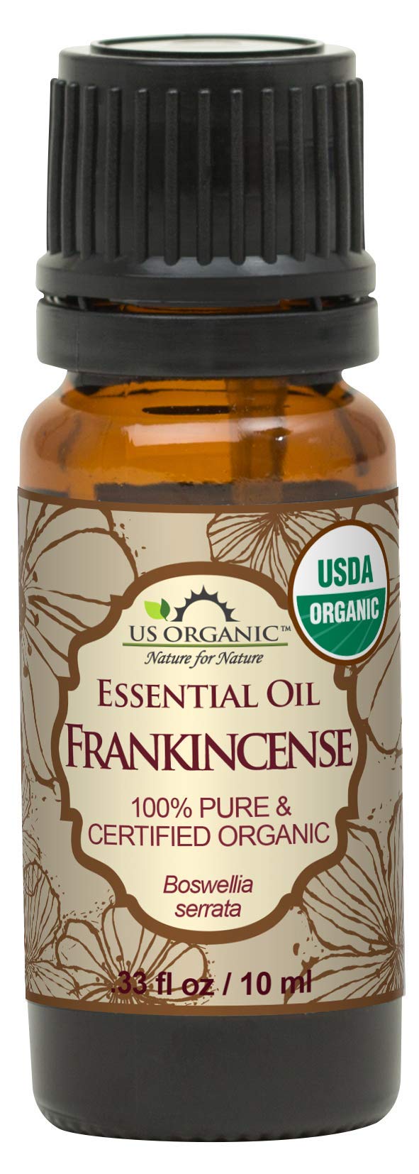US Organic front packaging showing certified organic frankincense and benefits