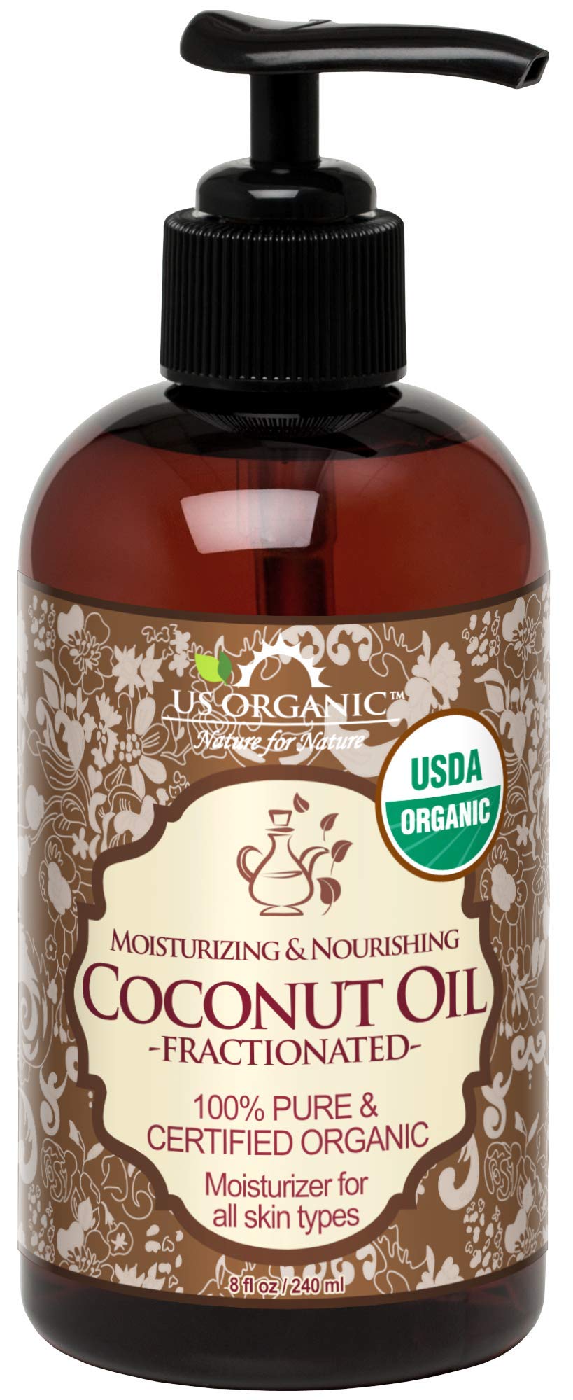 US Organic front bottle 8oz showing clean packaging and organic seal benefit