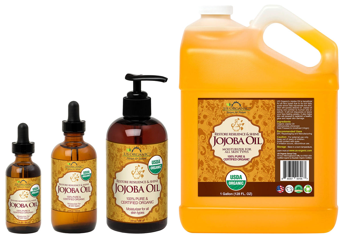 US Organic jojoba oil on bathroom vanity showing everyday routine benefit