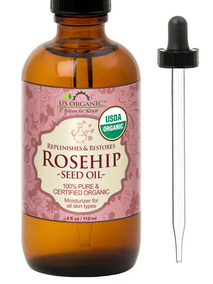 US Organic front packaging showing amber bottle for UV protection and purity