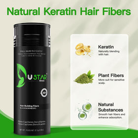 USTAR keratin fibers texture close-up for realistic hair blending