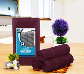 Utopia Towels folded burgundy stack demonstrating color and storage convenience