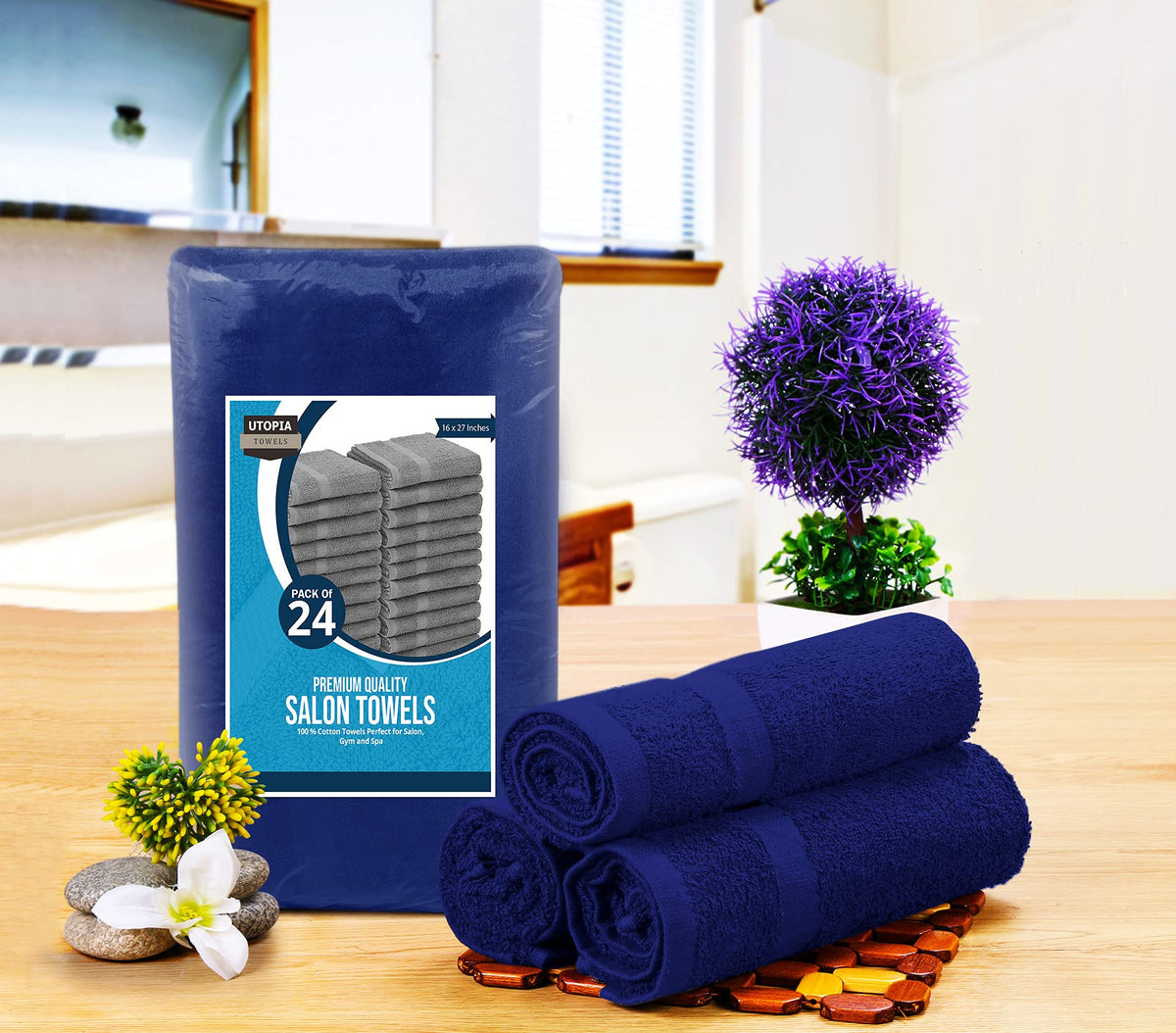 Utopia Towels folded towel texture close-up showing soft absorbent cotton benefit
