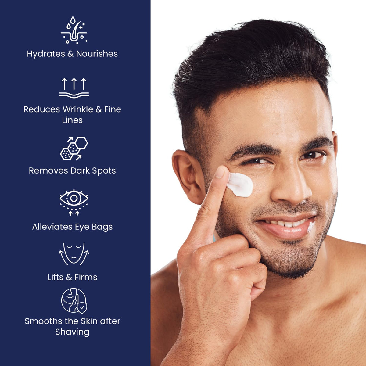 Uttse applied under-eye demonstration showing delicate application reduces puffiness