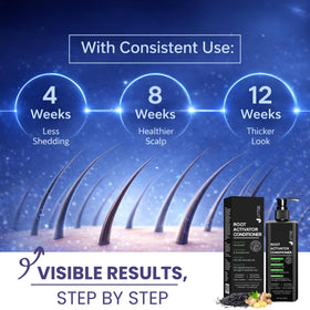 Uttse conditioner next to Root Activator Shampoo for routine