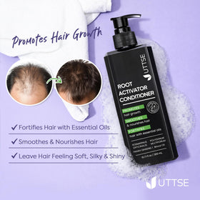 Uttse before and after hair comparison showing fuller look