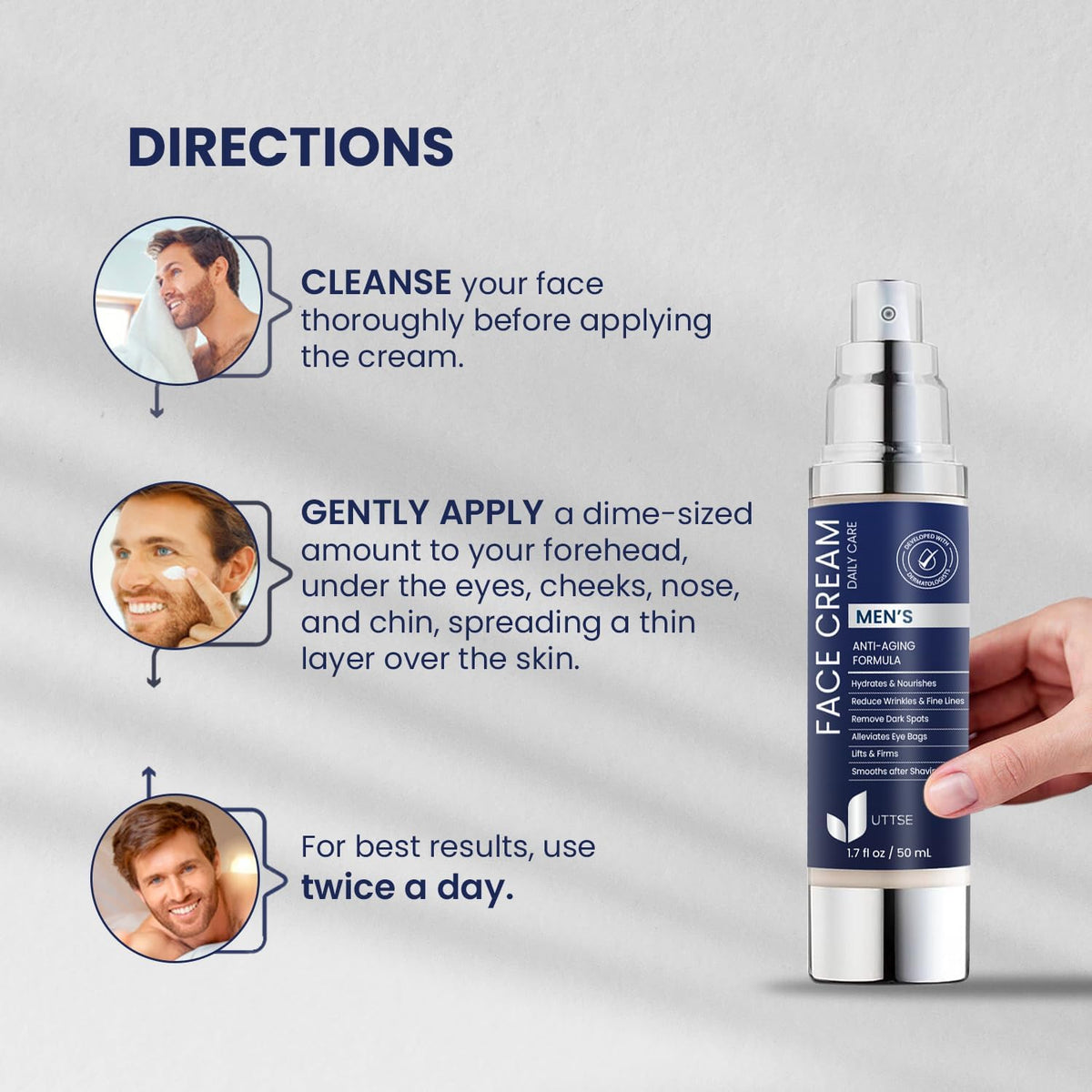 Uttse label close-up focusing on key ingredients and directions for clear usage guidance