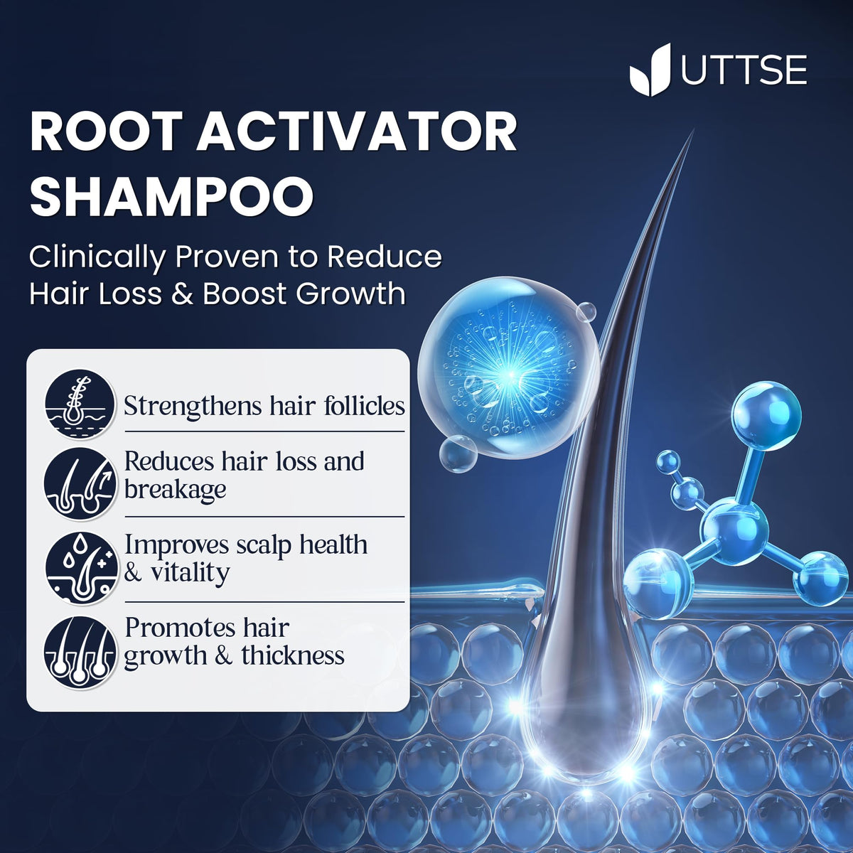 Uttse shampoo being applied in shower to soothe scalp and reduce flakiness