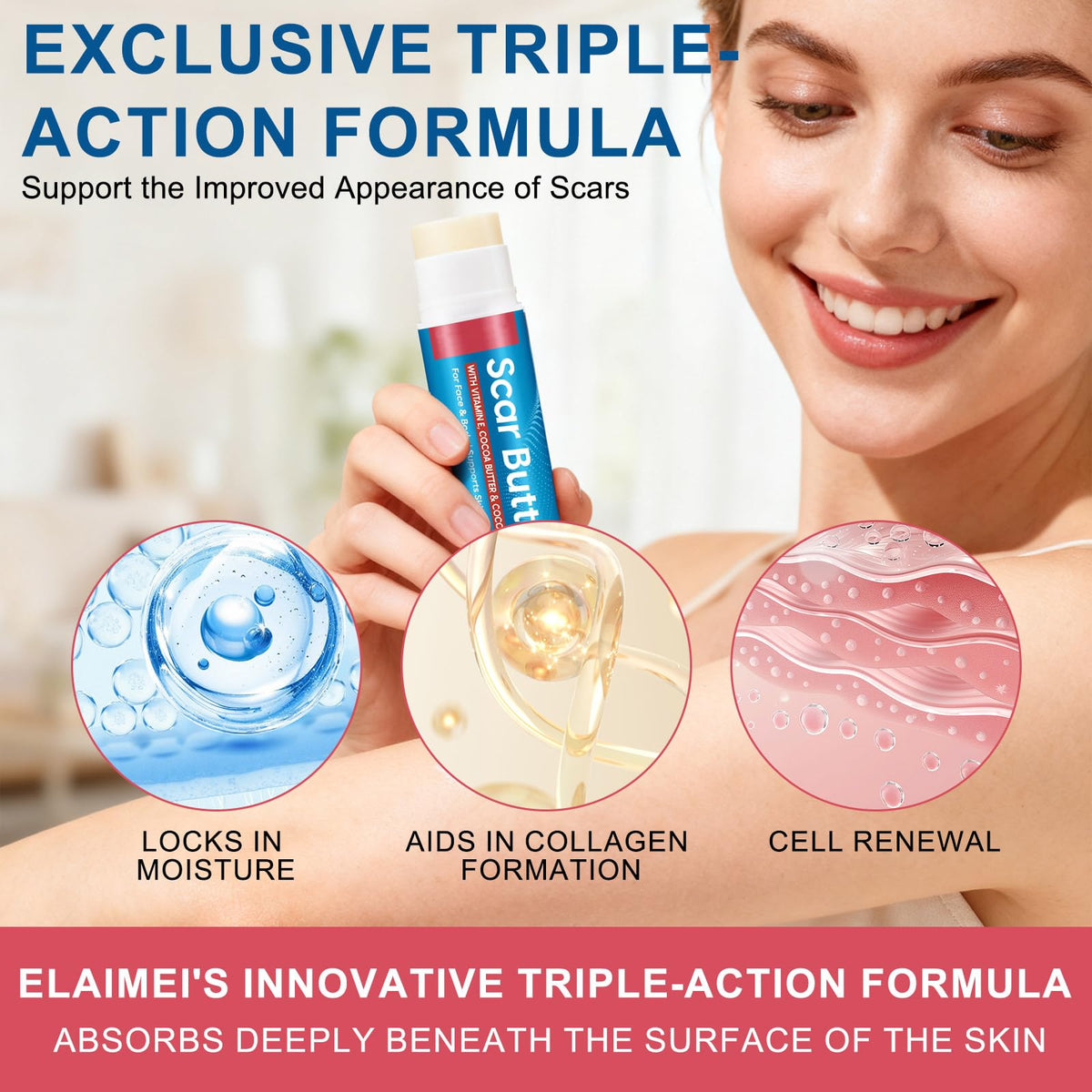 UXENPHXF applying stick to back of hand demonstrating quick absorption and non-greasy finish