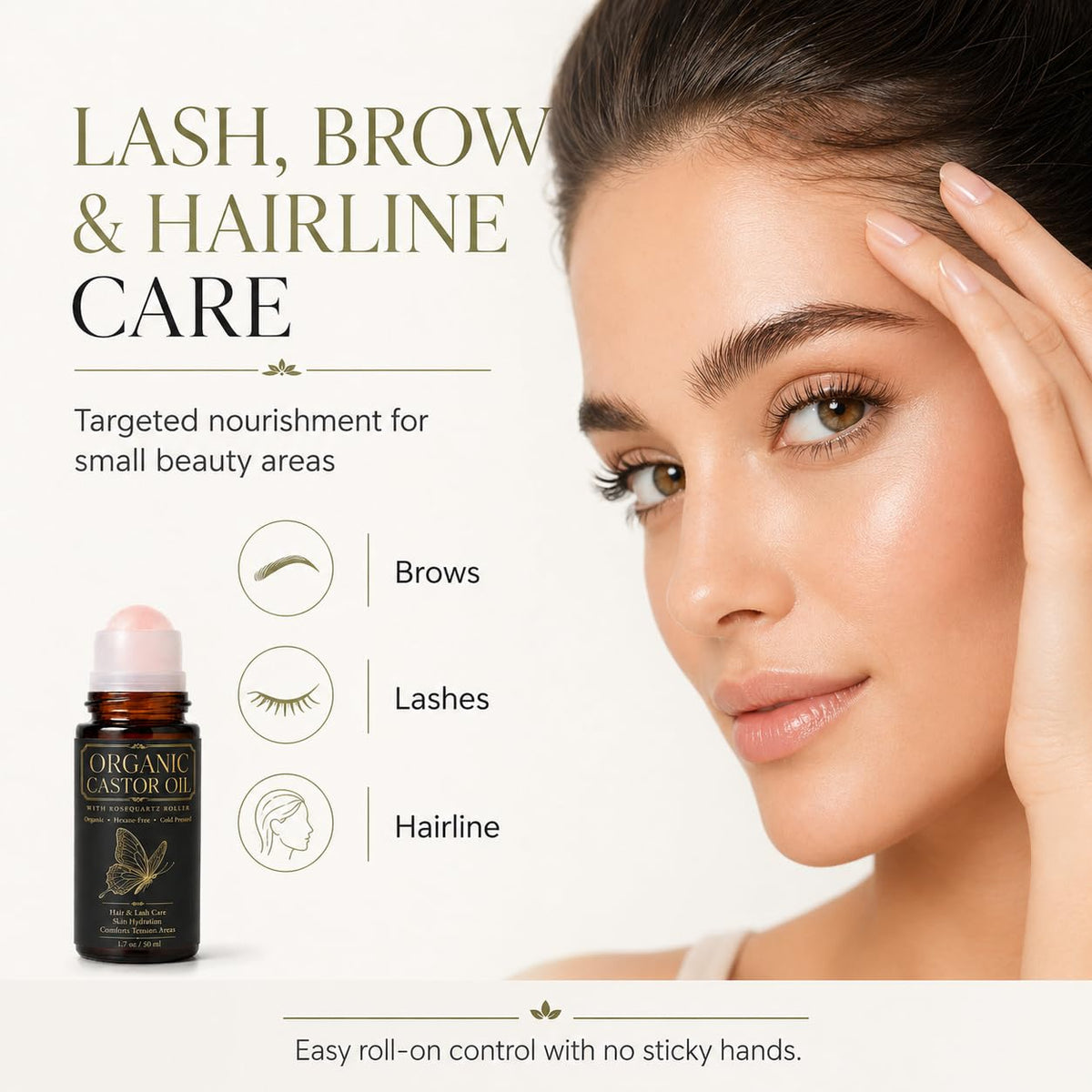 UXZQEN roll-on being applied to lashes for neat, controlled nourishment