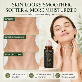 UXZQEN texture of cold-pressed castor oil in hand providing rich hydration