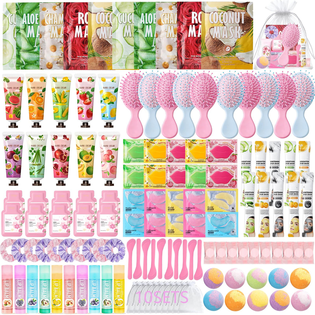 UYJ front packaging showing full 130-piece spa party set, ready to gift