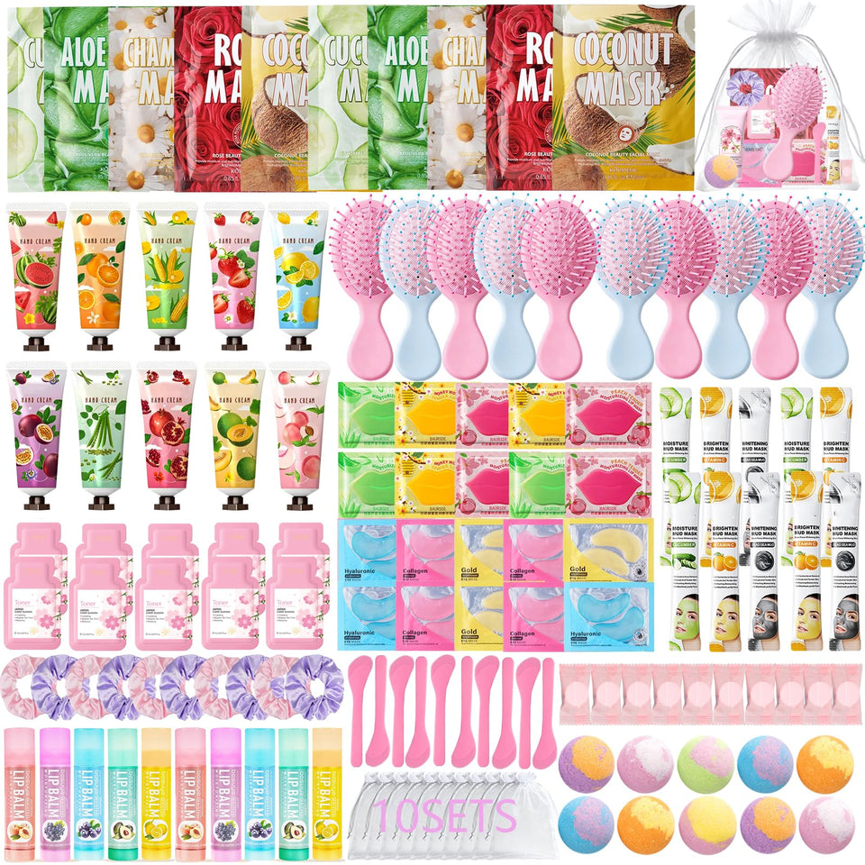 UYJ front packaging showing full 130-piece spa party set, ready to gift