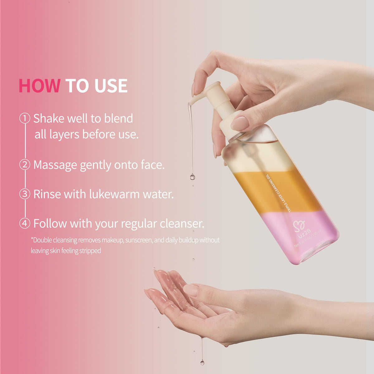 UZ2B ingredients label close-up highlighting Centella and jojoba for soothing benefit
