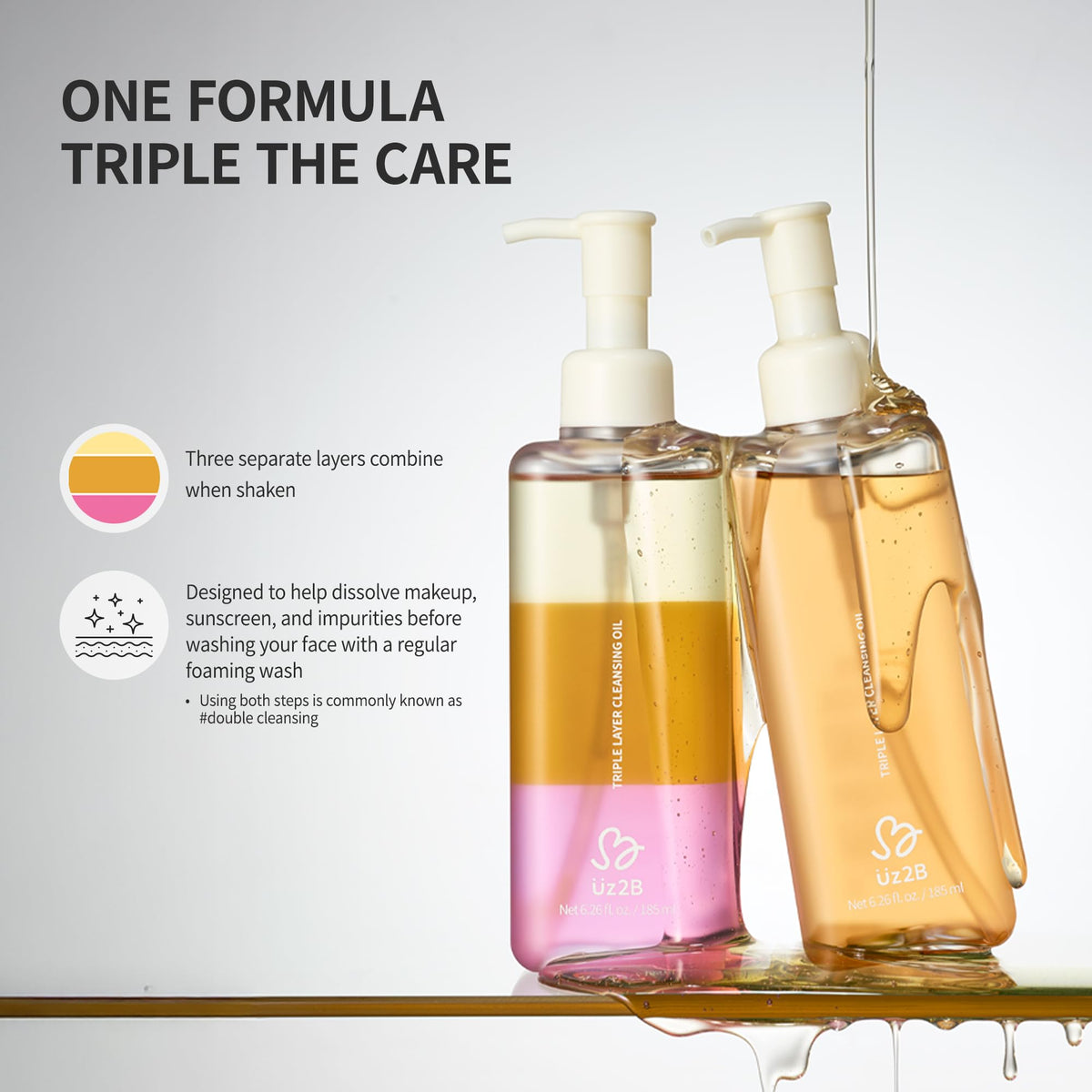 UZ2B emulsified texture after shaking illustrating smooth blend and easy removal benefit