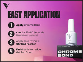 V Beauty Pure application on nail demonstrating controlled chrome placement benefit