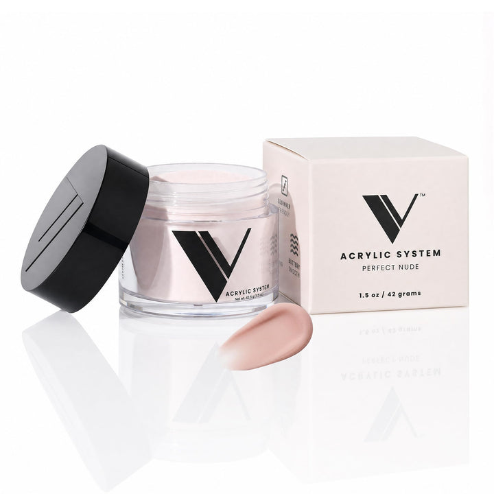 V Beauty Pure front packaging showing Perfect Nude jar and label benefit