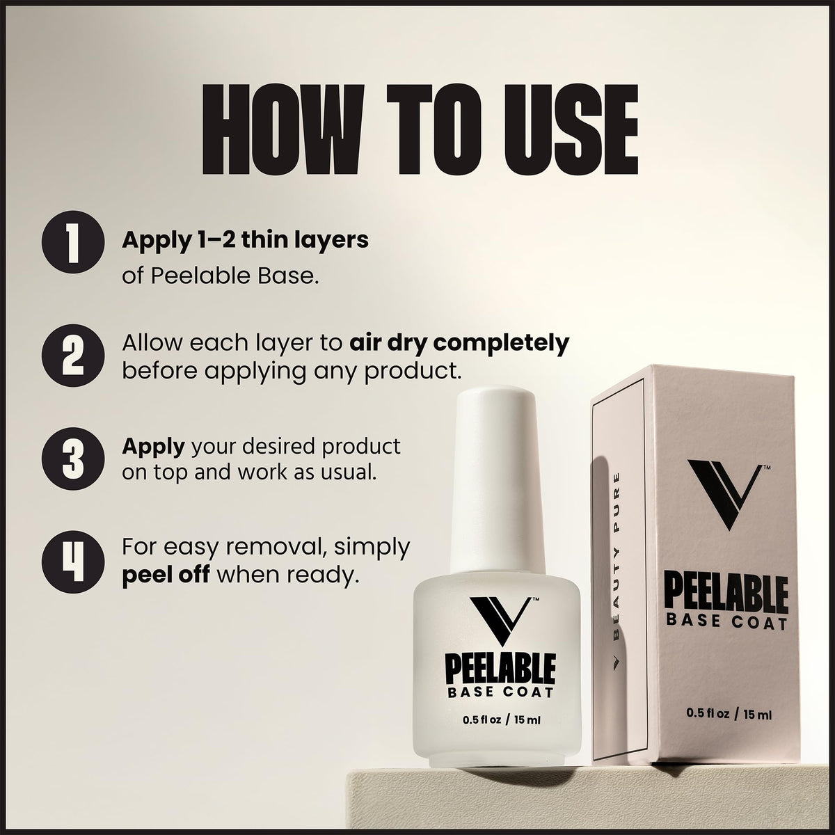 V Beauty Pure lifestyle after peel showing clean nail removal and damage-free benefit