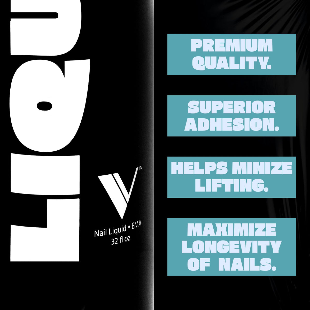 V Beauty Pure finished acrylic nails in salon setting showing glossy, non-yellowing benefit