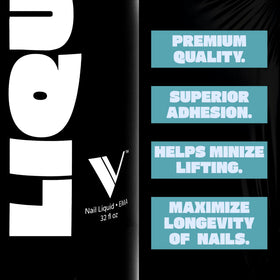 V Beauty Pure finished acrylic nails in salon setting showing glossy, non-yellowing benefit