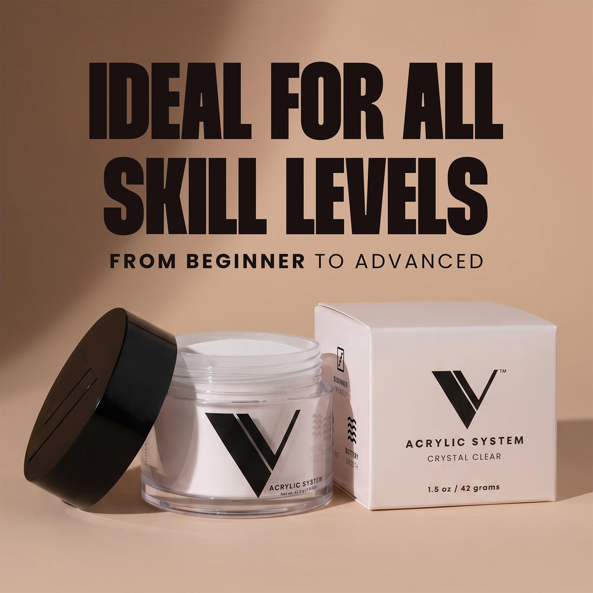 V Beauty Pure close-up of finely milled powder texture for smooth application